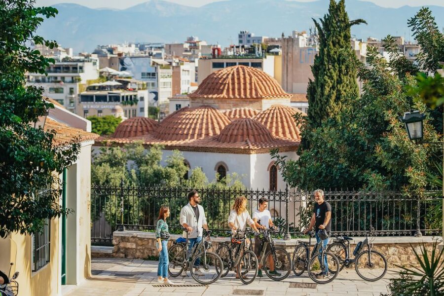 Athens: City Electric Bike Tour with Acropolis Visit Option - Filopappou Hill and views toward the Acropolis