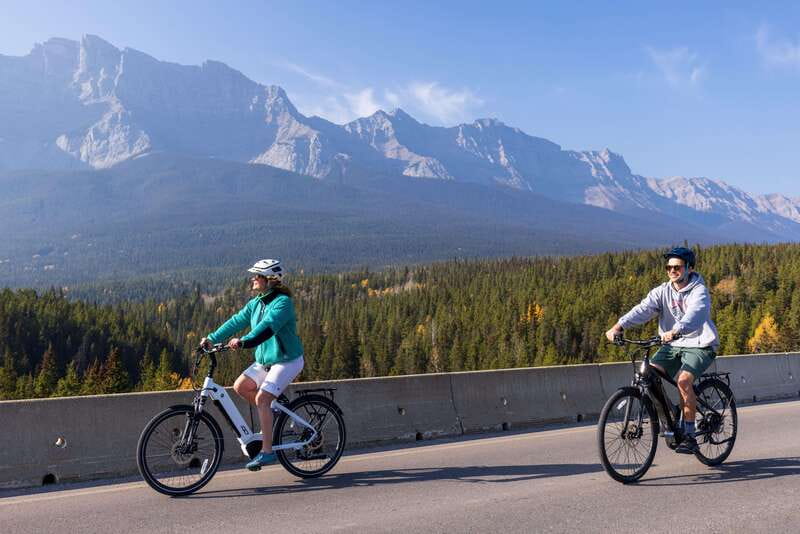 Banff: Mountain Lakeside Guided E-Bike Tour - Getting fitted at the Banff Train Station