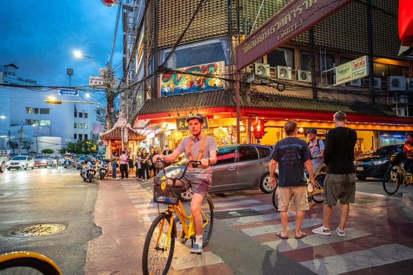 Bangkok by Night Cycling Tour with Street-food Meal - Starting at River City and entering Chinatown