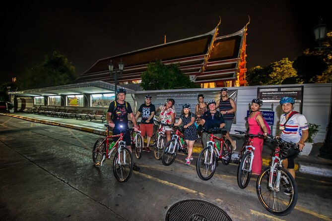 Bangkok: Night Bike Tour with Temples & Flower Market Visit - The Giant Swing makes a fitting finale