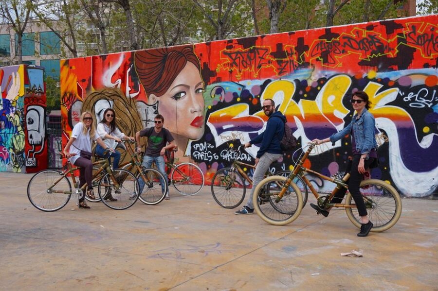 Barcelona: 3.5-Hour Street Art Tour by Bamboo Bike - Riding a handmade bamboo bicycle