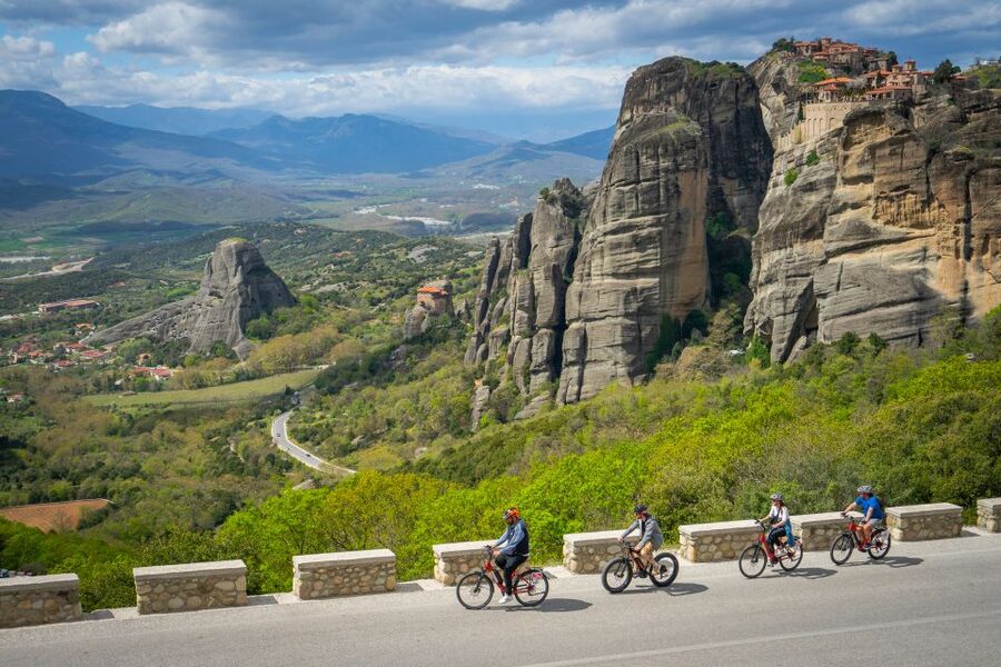 Breath-taking Monasteries Morning E-Bike Tour - Riding beneath Meteora’s giant rocks