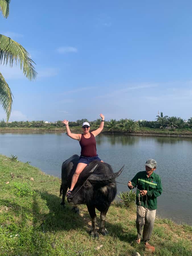 BUFFALO RIDING -BASKET BOAT & BIKE TOUR-HOI AN - From Hoang Dieu Street to Hoi An’s farm lanes