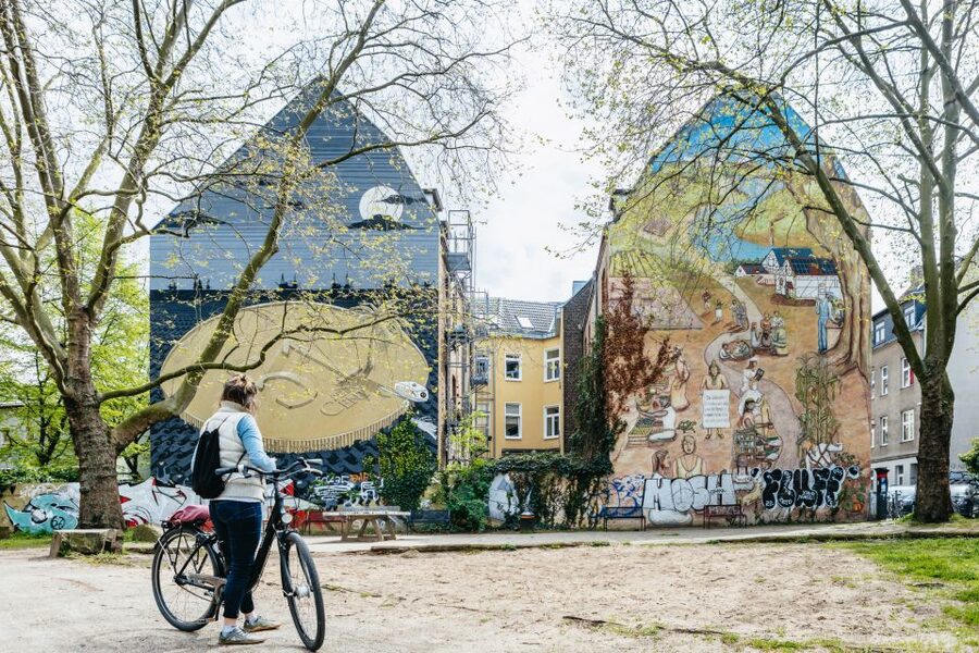 Cologne: Ehrenfeld Street Art Bike Tour - Aachener Weiher offers a change of pace