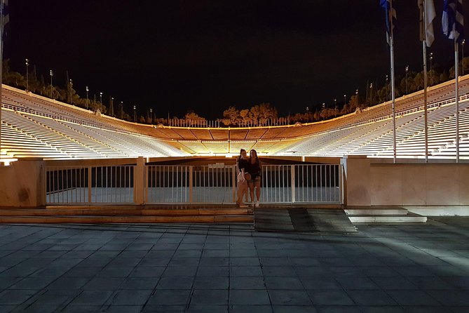 Discover the City e-bike night tours - The Panathenaic Stadium glows after dark