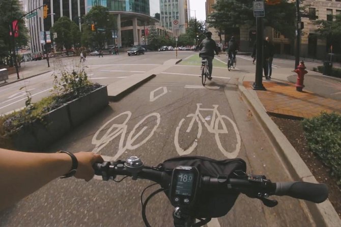 Epic Electric Bike Tour by Cycle City Tours - Starting on Hornby Street with an easy e-bike lesson