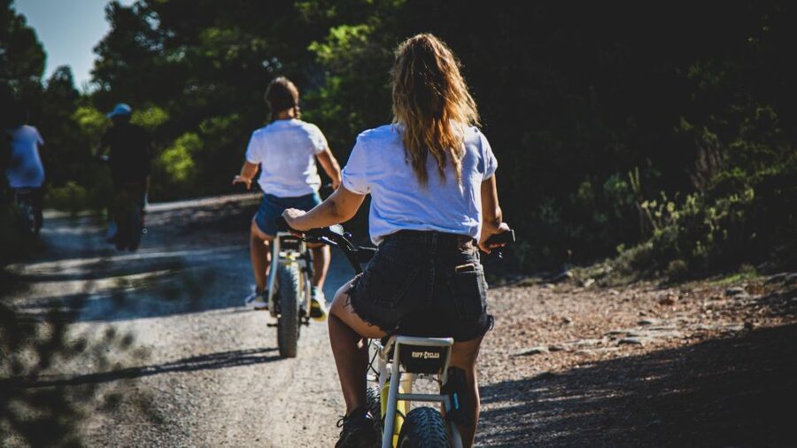 Guided E-Bike Tour Ibiza - Santa Eulalia: bridge, church, and town views