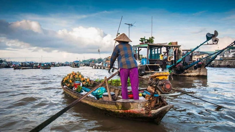 HCM: 2-Day Mekong Floating Market with Cooking & Bike Ride - A sampan ride through the small canals
