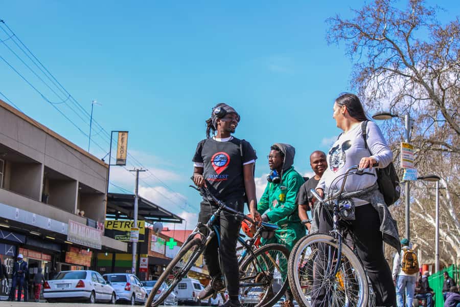 Johannesburg: Inner City Guided Cycling Tour - Starting out with the guide, bike, and helmet