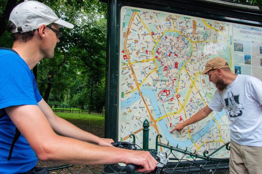 Krakow: Bike Tour of Old Town, Jewish Quarter and the Ghetto - Across Father Bernatek’s Bridge