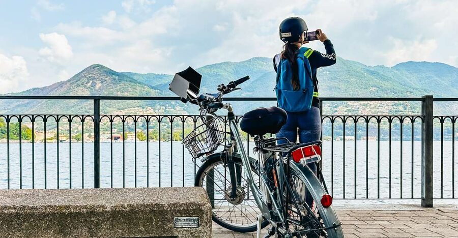 Lake Como: eBike Tour with Live Guide, eHelmet, and iPad - Como’s historic center, seen at street level