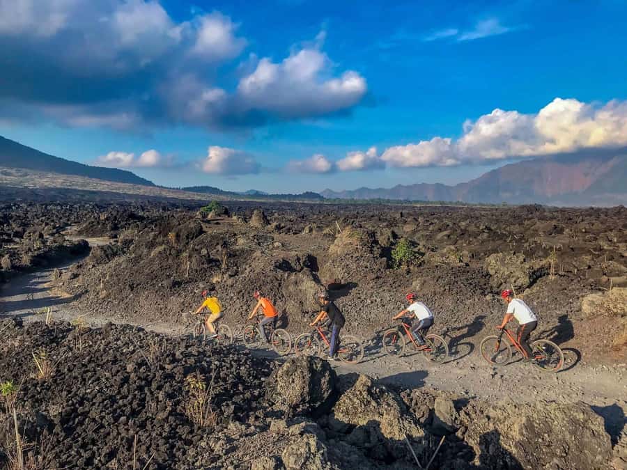 Mount Batur: Black Lava Cycling Tour w/ Natural Hot Spring - The two-hour ride across black lava