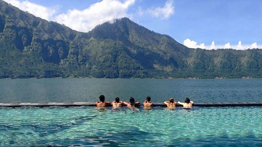 Mount Batur: Black Lava Cycling Tour w/ Natural Hot Spring - Soaking at the natural hot spring