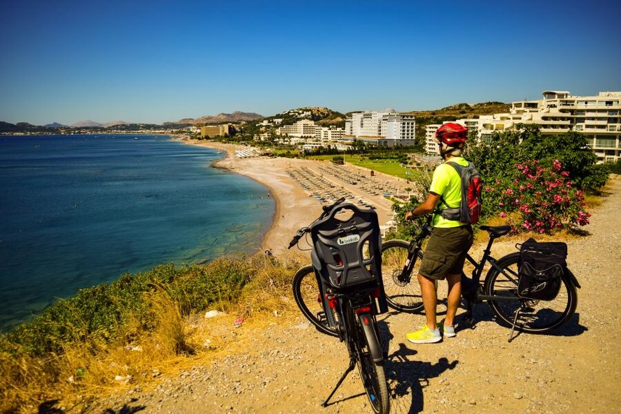 Rhodes: Anthony Quinn Bay E-Bike Tour with Snorkeling - A snack, a view, and the ride back