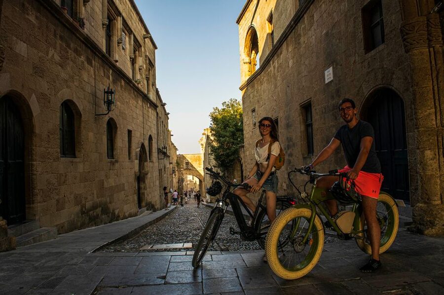 Rhodes: E-bike Highlights Sunset or Morning Photo Tour - The Palace of the Grand Master and the Street of the Knights
