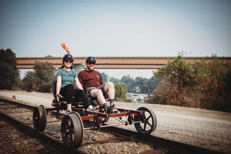 Sacramento: Yolo Countryside Guided Rail Bike Tour - The outbound ride through Yolo farm country