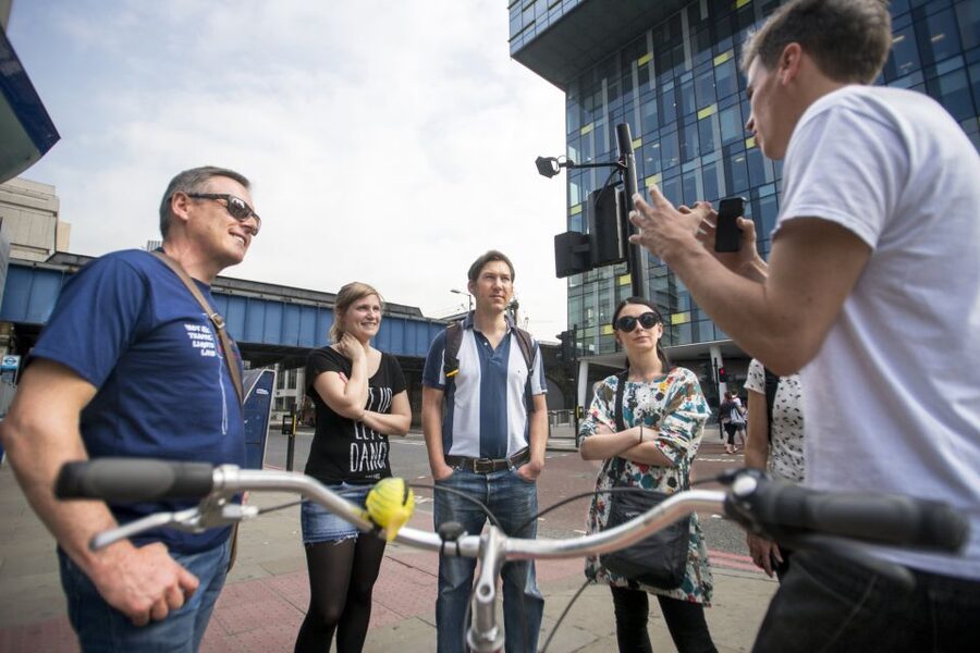 Secrets of London Bike Tour: Thames, Tower Bridge & Market - Starting at Waterloo and getting ready to ride