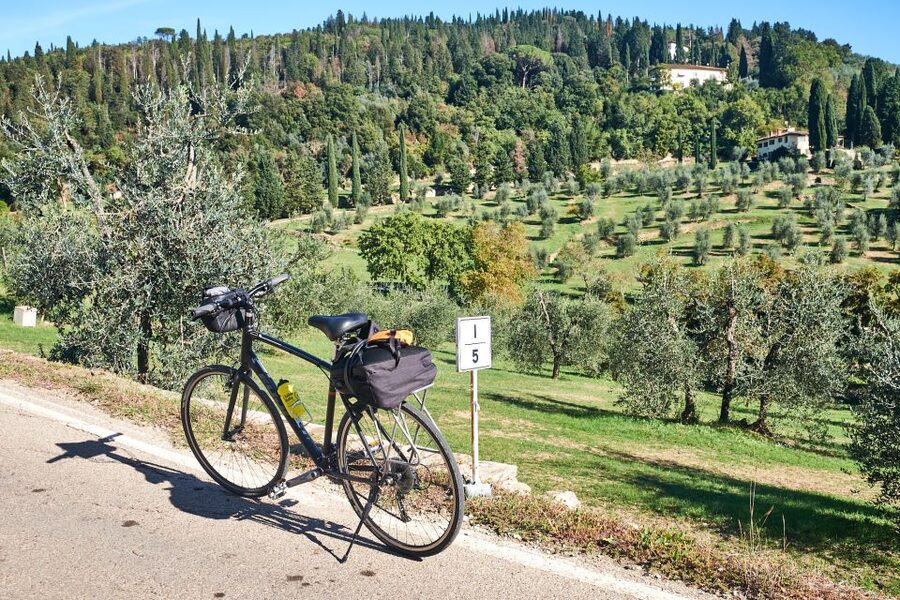 Tuscany Hills Bike Tour with Lunch at farm and Wine Tasting - The mostly downhill ride back to Florence